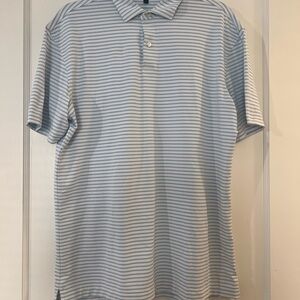 Peter Millar Light Blue and White Striped Polo